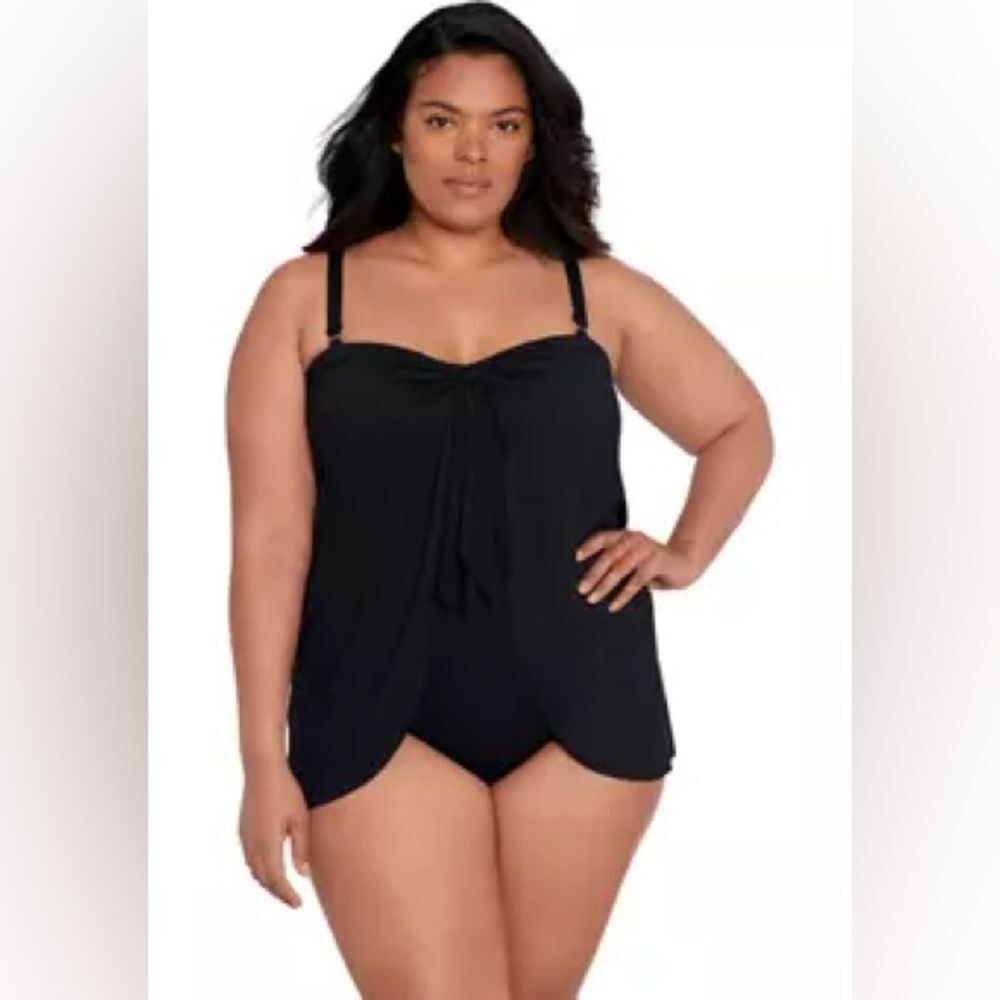 NWT Lauren Ralph‎ Lauren | Black Plus Size Flyaway One Piece Swimsuit 18W